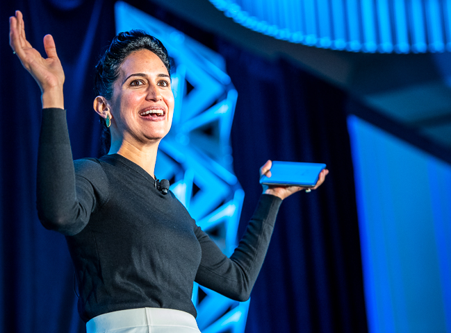 Author Priya Parker gives a keynote speech at the American Institute of Architects Women's Leadership Summit in Minneapolis.