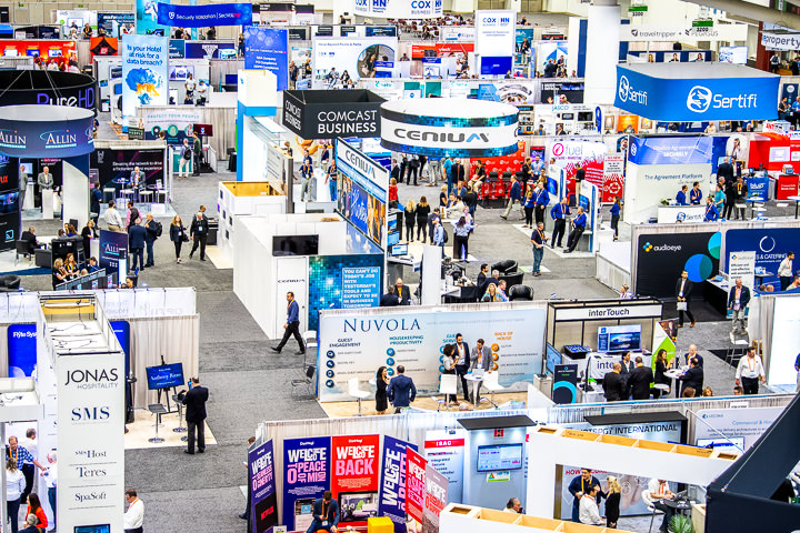An overview of the show floor during HFTP's technology trade show at the Minneapolis Convention Center.