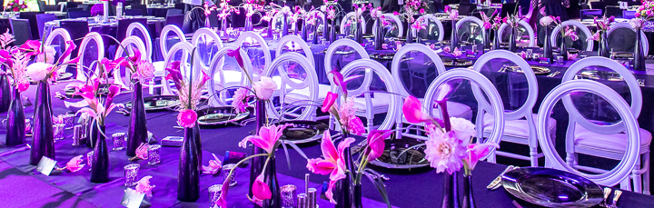 Table settings for Be the Match's annual fundraising gala in Minneapolis.